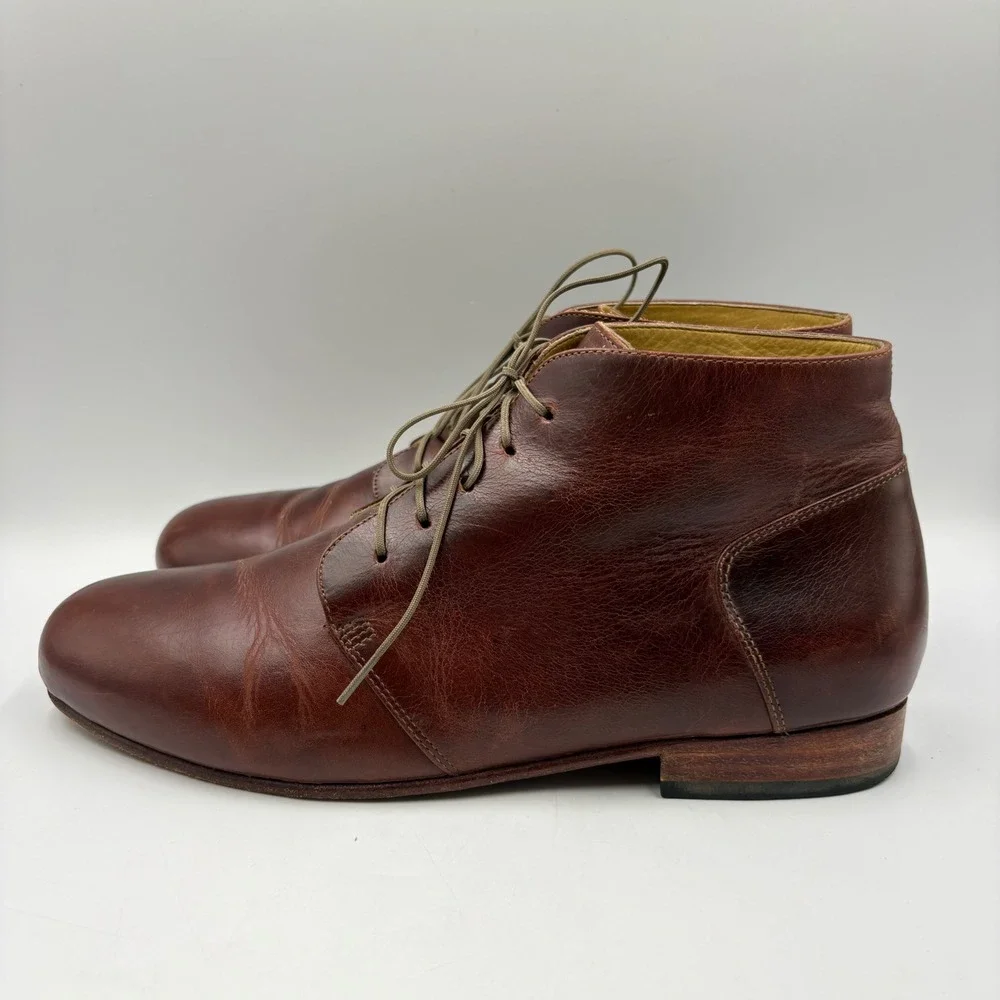 Nisolo Emilio Chukka Boots Mens 10.5 Brown Leather Lace Up Good Handcrafted